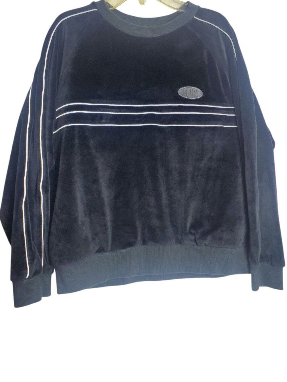 X-Girl Velour Pullover Women Sweatshirt W/Logo Patch Design Black Small - Picture 3 of 13